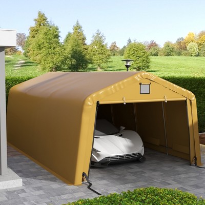 Beige 12' x 20' Portable Garage with Windows