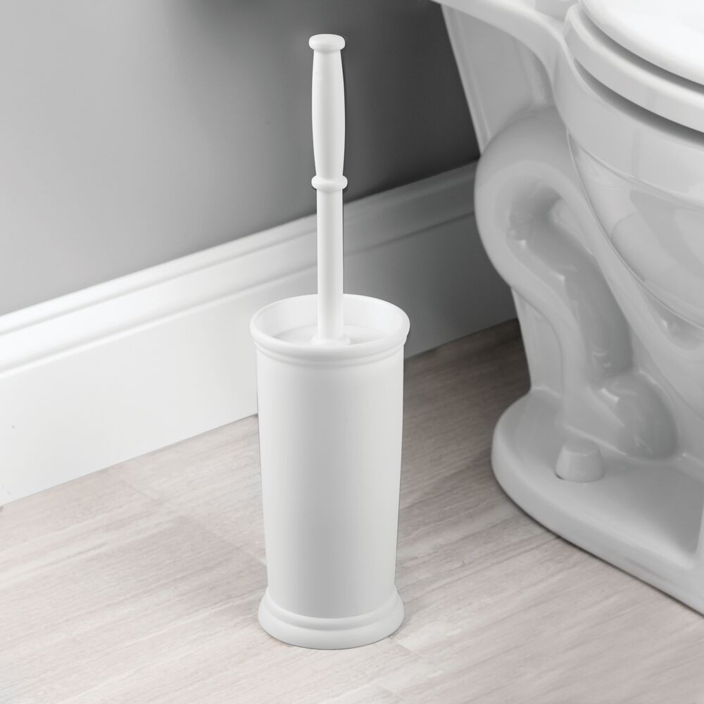 Photos - Garden & Outdoor Decoration Kent Plastic Toilet Bowl Brush and Holder White - iDESIGN: Durable Bathroom Cleaning Accessory