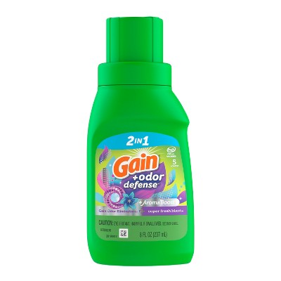 Gain + Odor Defense Liquid Laundry Detergent, Super Fresh Blast Scent, 8 oz, 5 Loads, HE Compatible