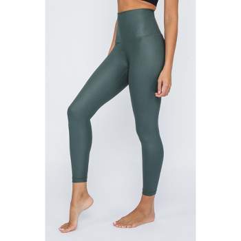 90 Degree By Reflex Womens High Waist High Shine Faux Leather Disco Ankle  Legging - Mulled Basil - X Large : Target
