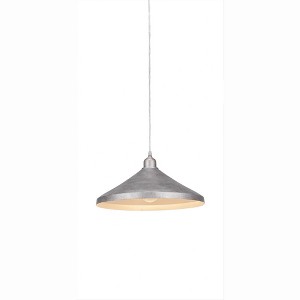Toltec Lighting Vintage 1 - Light Pendant in  Aged Silver with 14” Aged Silver Cone Metal Shade Shade - 1 of 1