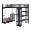 TIRAMISUBEST Full Size Loft Bed with Storage Iron Mesh and Open Wardrobe, Metal Loft Bedframe with Storage Shelves and Guardrail - 4 of 4