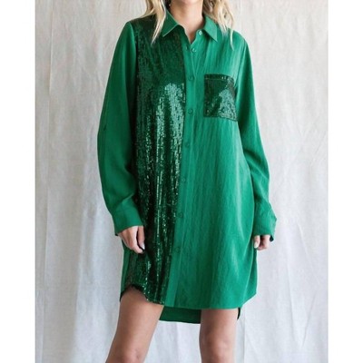 Women's Sequin Shirt Dress - Jodifl