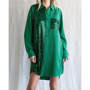 Women's Sequin Shirt Dress - Jodifl - 1 of 4