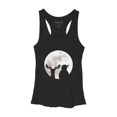Women's Design By Humans Christmas moon By lithegraphic Racerback Tank Top