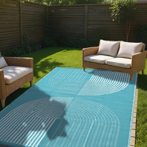 Outdoor Rug Waterproof, Reversible Plastic Straw Rug Patio Rug, Modern Outside Grass Mat for Camping Backyard Deck & RV - 1 of 4