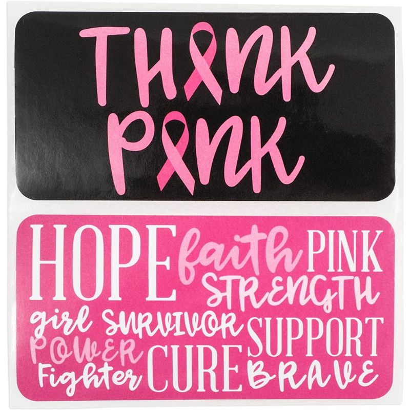 Paper Junkie 500-Pack Breast Cancer Awareness Stickers Roll, Motivation and Thank You Quotes (3 x 1.5 in), 4 of 8