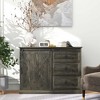 HOMCOM Farmhouse Coffee Bar Cabinet, Kitchen Sideboard, Buffet Cabinet with Sliding Barn Door and 3 Storage Drawers for Living Room - image 3 of 4