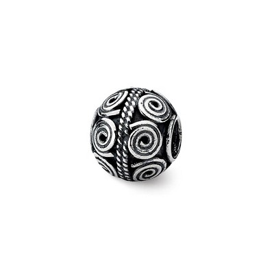 Black Bow Jewelry Sterling Silver Antiqued Artisan Coiled Design Bead Charm