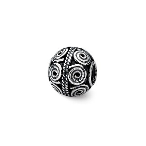 Black Bow Jewelry Sterling Silver Antiqued Artisan Coiled Design Bead Charm - 1 of 2