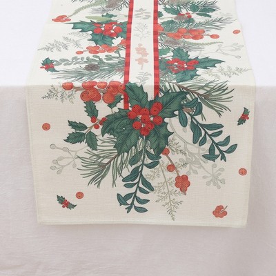 Unique Bargains Table Runner Rectangular Winter Christmas Pattern 13 Linen Colorful 1 Pc