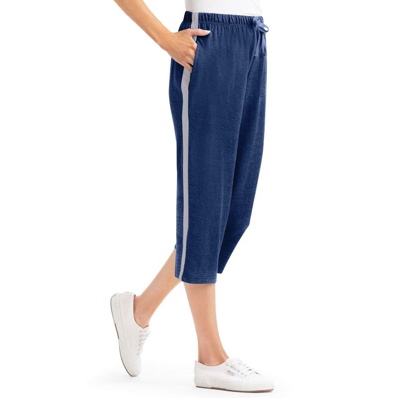 Collections Etc Side Stripe Knit Capris, 3 of 5