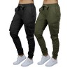 Galaxy By Harvic Women's  Loose Fit Cotton Stretch Twill Cargo Joggers- 2 Pack - 3 of 4
