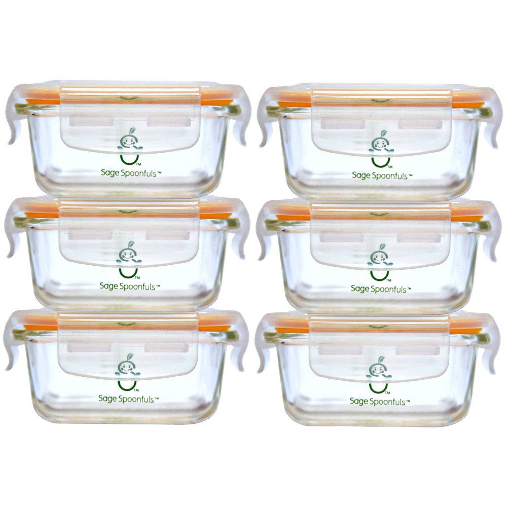 Photos - Food Container Sage Spoonfuls 6pk Durable Leakproof Glass Baby Food Storage Containers 