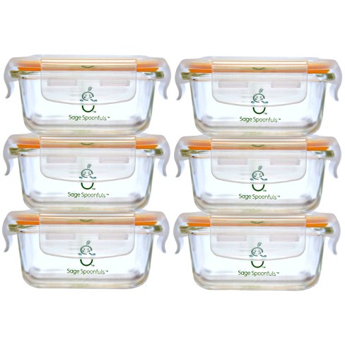 Sage Spoonfuls 6pk Durable Leakproof Glass Baby Food Storage Containers -  Clear - 4oz : Target