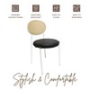 LeisureMod Velvet Dining Chair Rattan Back Side Chair Comfortable Kitchen Chair with Stainless Steel Base Euston Collection - 3 of 4