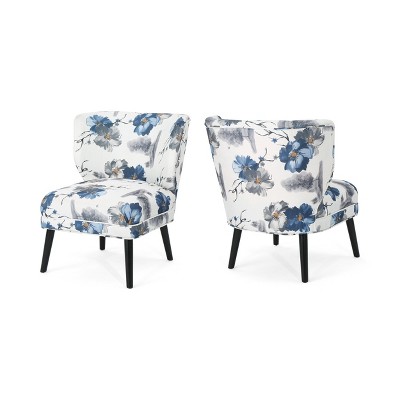 Set of 2 Desdemona Modern Farmhouse Accent Chair Blue - Christopher Knight Home