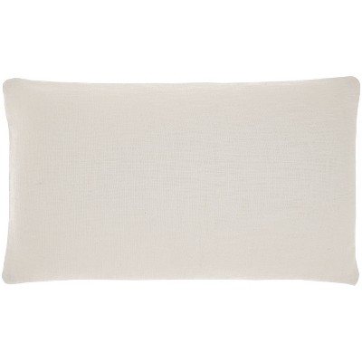 14"x24" Oversized Life Styles Solid Woven Cotton Lumbar Throw Pillow White - Mina Victory
