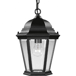 Progress Lighting, Welbourne, 1-Light Hanging Lantern, Textured Black, Clear Beveled Glass Panels - 1 of 2