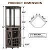 OKD 72" Corner Bar Storage Cabinet, Tall Wine Bar Cabinet w/Barn Door & Adjustable Shelf, Home Bar Cabinet w/LED Light & Glass Rack - 4 of 4