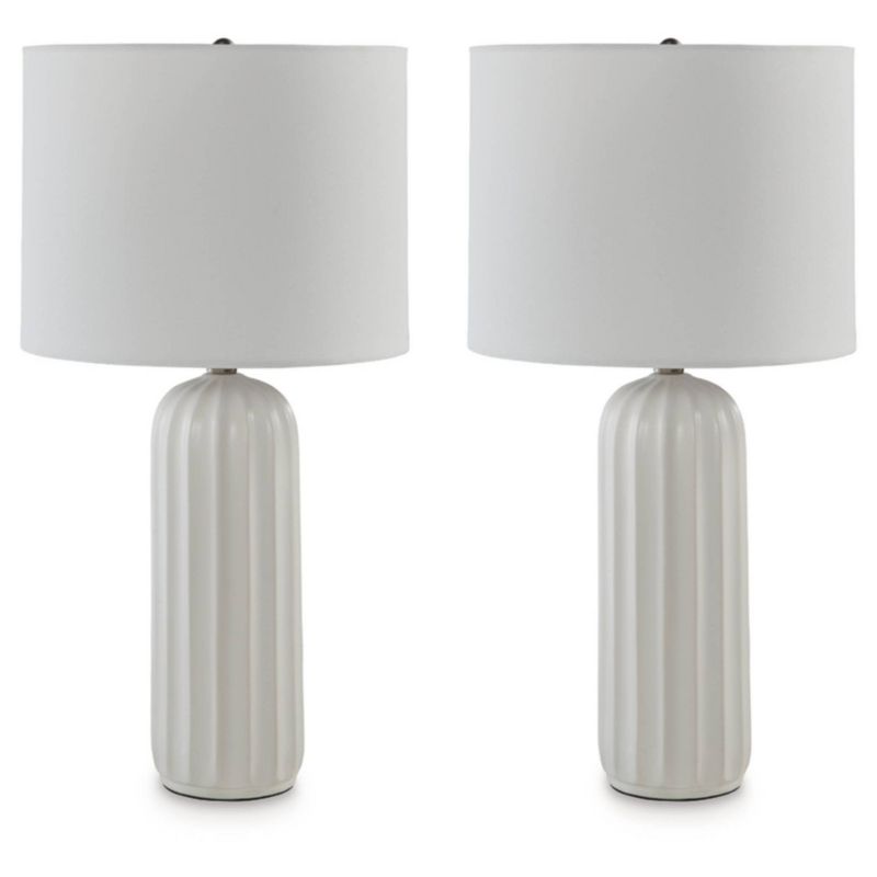 Signature Design by Ashley (Set of 2) Clarkland Table Lamps White, 1 of 6