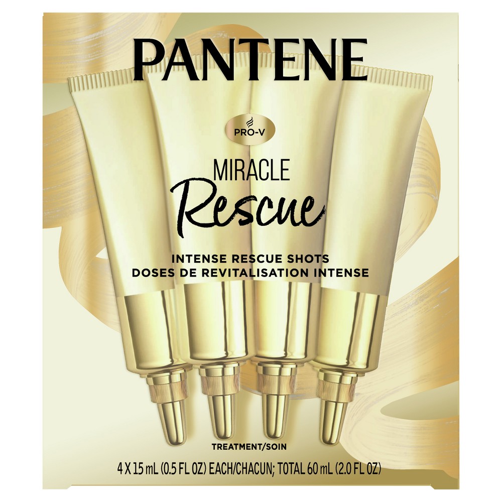 Photos - Hair Product Pantene 4ct Miracle Intense Rescue Shots Dry Hair Treatment - 0.5 fl oz 
