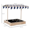 VYNXARIA Wooden Kids Sandbox with Cover, Children Outdoor Sand Box with Foldable Bench Seats, Adjustable Canopy, Bottom Liner for Outdoor, Natural - 3 of 4