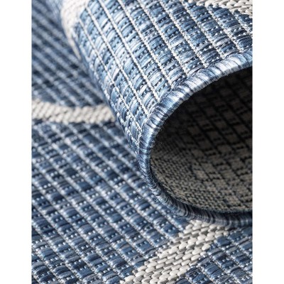 Abstract Blue 9' x 12' Synthetic Outdoor Rug