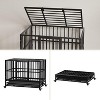 Acekool 42" Heavy-Duty Dog Crate - Double Door & Locking Wheels - 3 of 4