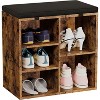 Small Shoe Storage Bench with 5 Cubbies, Padded Seat Cushion and Adjustable Shelves for Entryway or Bedroom - 3 of 4