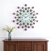 HomeRoots 27" Purple Green And White Metal and Glass Silent Analog Floral Round Wall Clock - 2 of 4