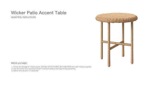 Tucker Wicker Patio Accent Table - Threshold&#8482; designed with Studio McGee, 2 of 6, play video