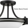 Claxy Black Semi Flush Mount Ceiling Light Milk Glass Shade - 3 of 4