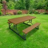 Plastic Development Group 6 Foot Indoor Outdoor Picnic Table with Steel Frame for Parties, Holidays, Weddings, and Crafts, Brown - 4 of 4