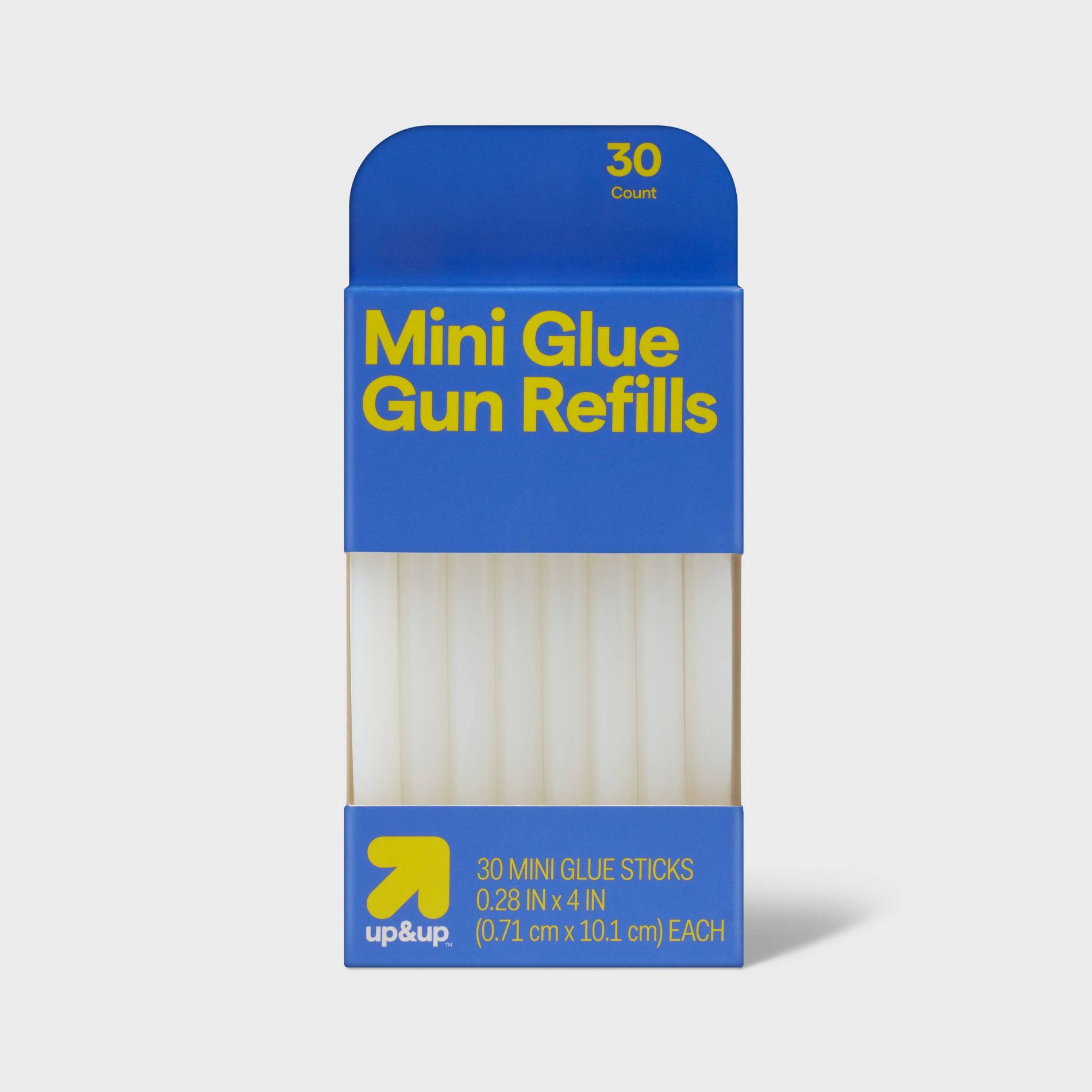 30ct Mini Glue Gun Stick Refills - up&up™: Hot Glue Sticks for Crafting, Clear, 3.937" Length, 30 Pack
