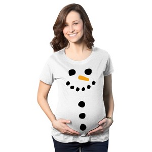 Maternity Snowman Buttons Funny Pregnancy Bump Tee Cute Christmas T shirt - Crazy Dog Maternity T Shirt - 1 of 4