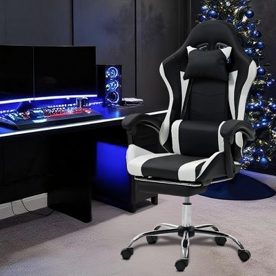 Bosmiller Gaming Chair with Massage Lumbar Support Ergonomic Video Game Chair, Adjustable Headrest & Footrest