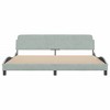 vidaXL King-Sized Velvet Bed Frame with Supportive Headboard - Light Gray, Sturdy Leg Support, Sophisticated Waved Design, Plywood Slats - 3 of 4