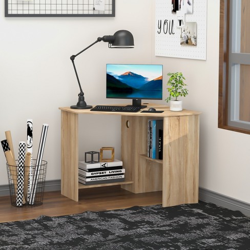 Homcom L-shaped Corner Home Office Computer Desk, Study Table Pc  Workstation With Storage Shelf, Space Saving : Target