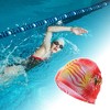 Unique Bargains Polyester Flower Pattern Swim Cap 5.91"x9.25" Pink Yellow 1 Pc - 2 of 4