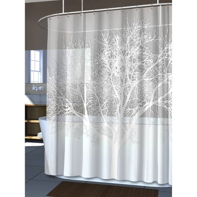 Pearl Tree Design Waterproof EVA Shower Curtain with Liner