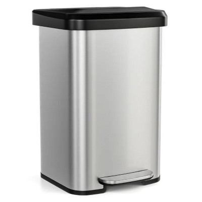 LunaLulink silver 13.2 Gallon Step Trash Can with Soft Close Lid and Deodorizer Compartment