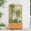 vidaXL Garden Raised Bed with Trellis, Wooden Raised Flower Bed for Flowers and Plants, Solid Acacia Wood Planter, Outdoor and Indoor Use, Brown - 3 of 4