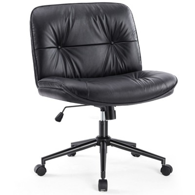 INFURNIC Task And Office Chairs Adjustable Comfy Computer Chair, Criss Cross Legged Chair, Armless Home Office Chair, Black, 26.8"*26.4"*36.8"