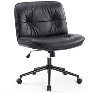 INFURNIC Task And Office Chairs Adjustable Comfy Computer Chair, Criss Cross Legged Chair, Armless Home Office Chair, Black, 26.8"*26.4"*36.8" - 1 of 4