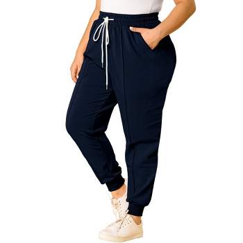 Agnes Orinda Women's Plus Size Drawstring Elastic Waist Stacked Cargo Pants  