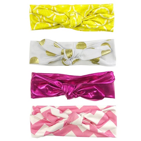 Wrapables Girls Boho Knotted Headband Headwrap (Set of 4), Grapefruit - image 1 of 4