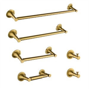 OUTSUPPLY Brushed 6 Piece Bathroom Towel Rack Set, Wall Mounted Modern Hardware with Hidden Mounting, Rustproof, Scratch-Resistant - 1 of 4