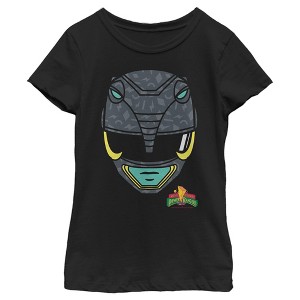 Girl's Power Rangers Black Ranger Helmet T-Shirt - 1 of 4