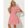 Allegra K Women's Puff Short Sleeve Crew Neck High Waist Casual Tiered Dresses - 4 of 4